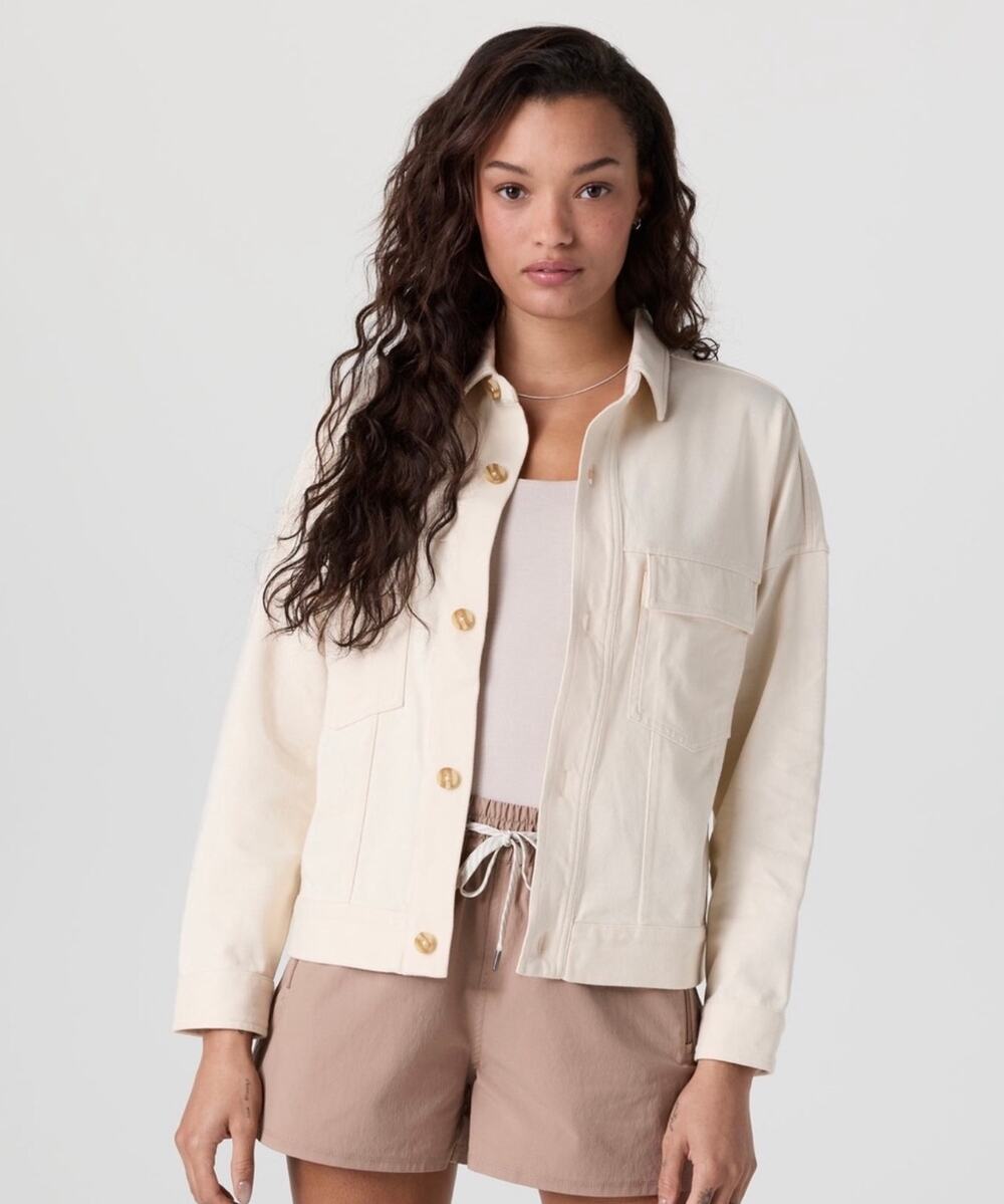 New w Tags VUORI Mackenzie Jacket button up Natural Ivory large